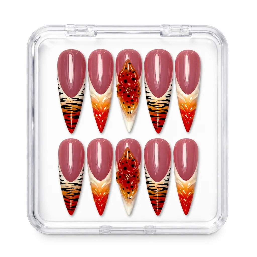 Flame Fusion Stiletto – Xưởng gia công Nailbox Sỉ thủ công