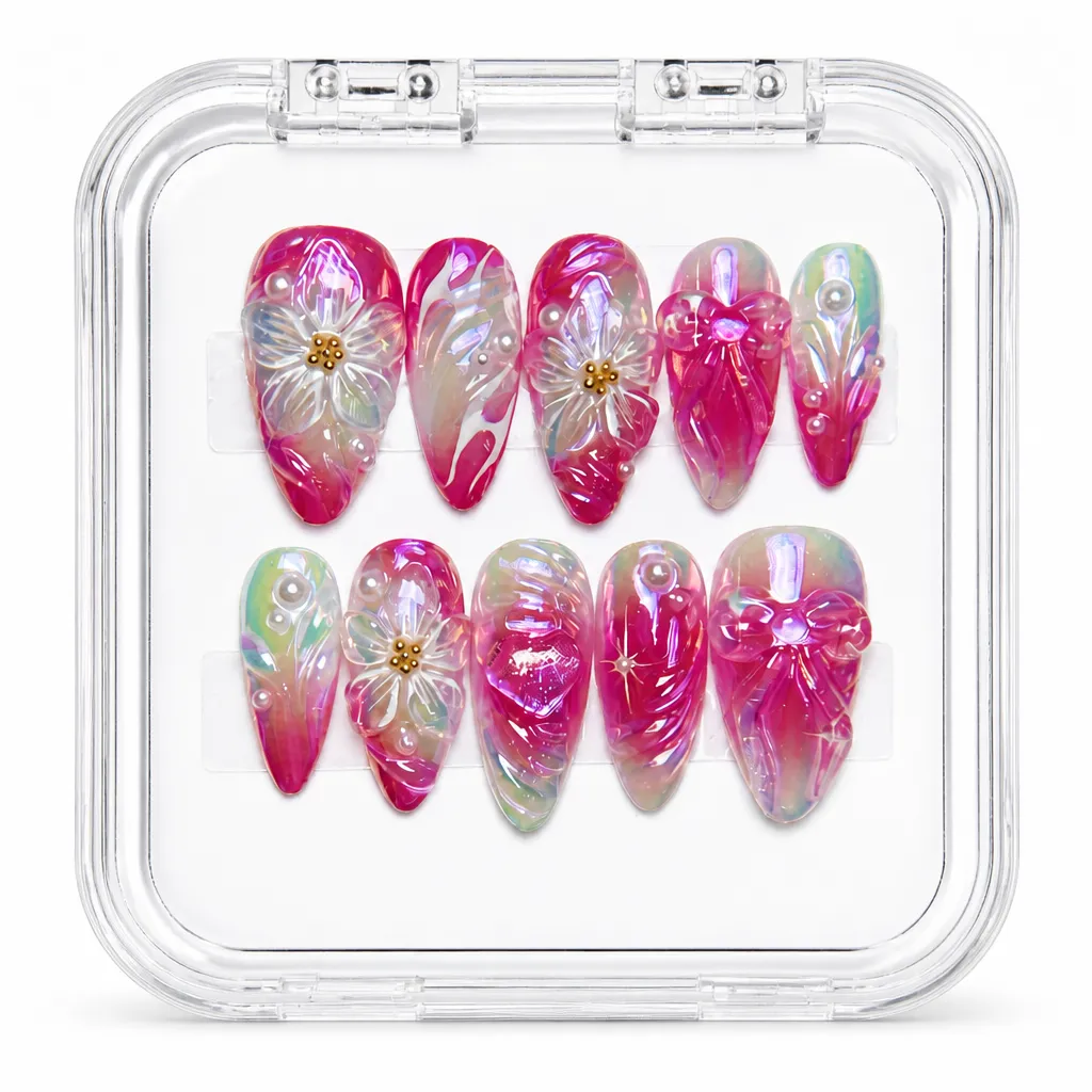 Floral Bloom Stiletto – Xưởng gia công Nailbox Sỉ thủ công