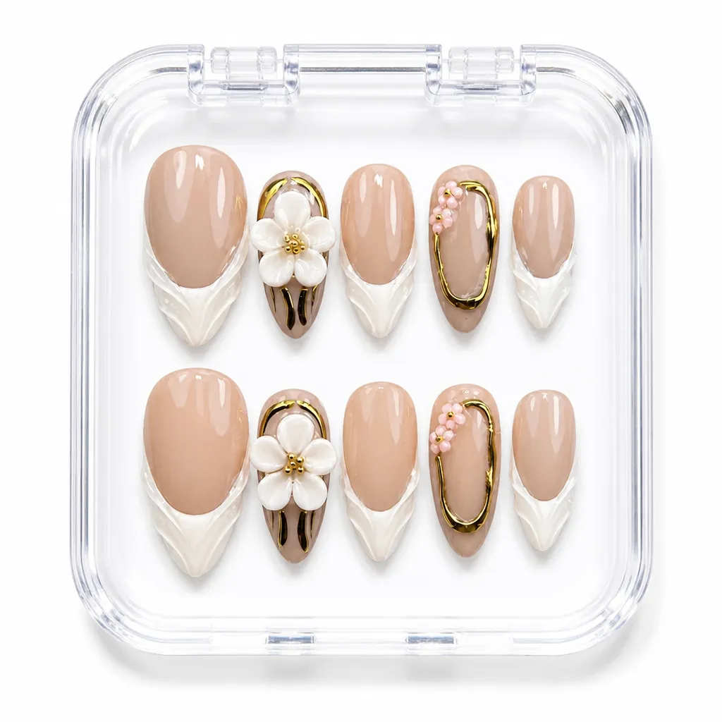 Floral Gold Ribbon – Xưởng gia công Nailbox Sỉ thủ công