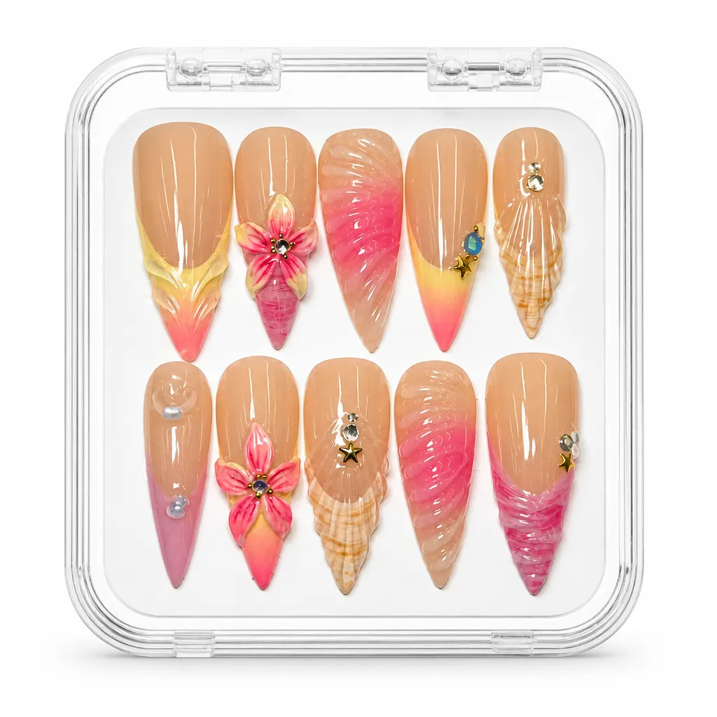 Floral Gradient Elegance – Xưởng gia công Nailbox Sỉ thủ công