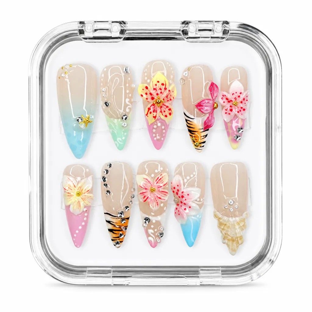 Floral Gradient Stiletto – Xưởng gia công Nailbox Sỉ thủ công