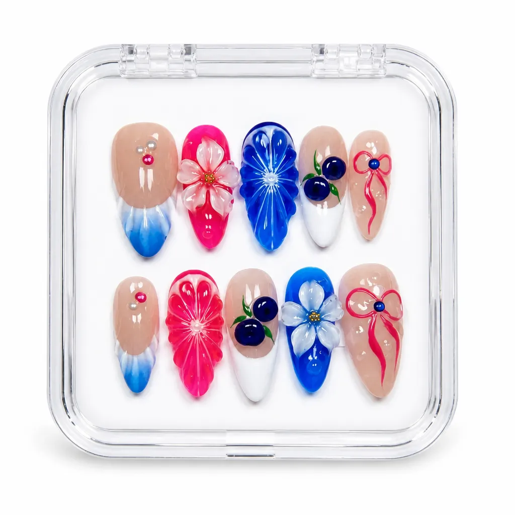 Floral Jewel Elegance – Xưởng gia công Nailbox Sỉ thủ công