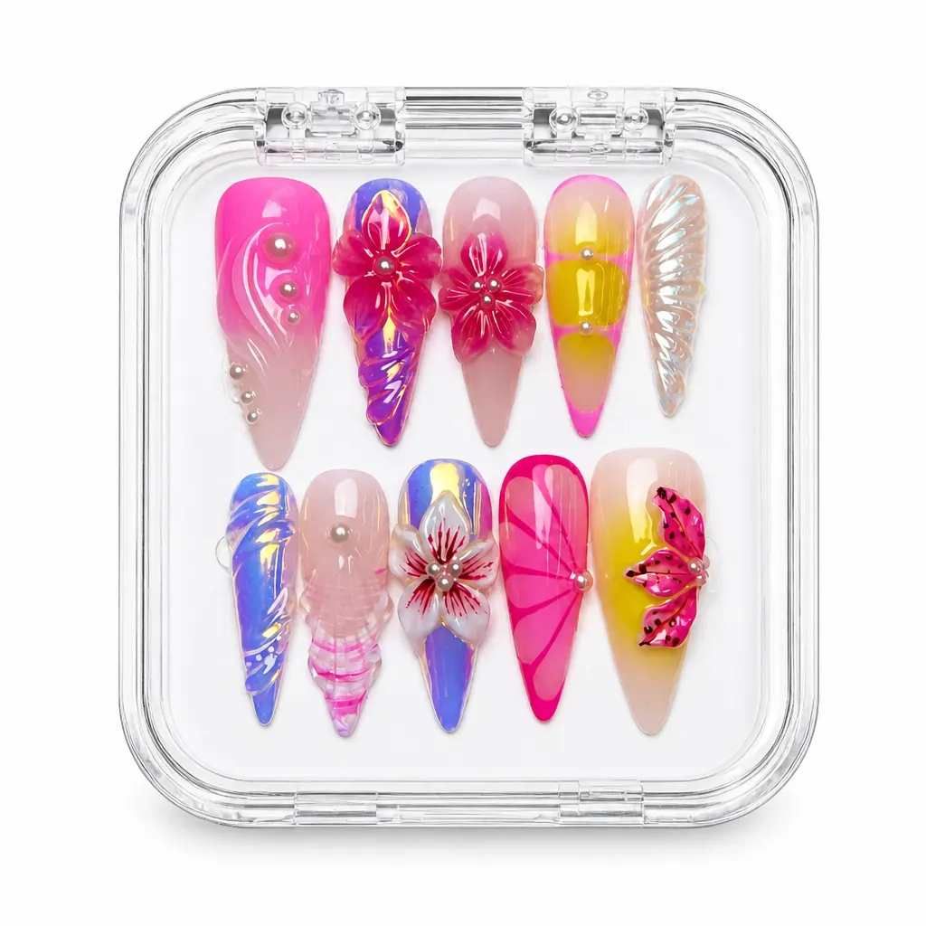 Floral Luxe Stiletto – Xưởng gia công Nailbox Sỉ thủ công
