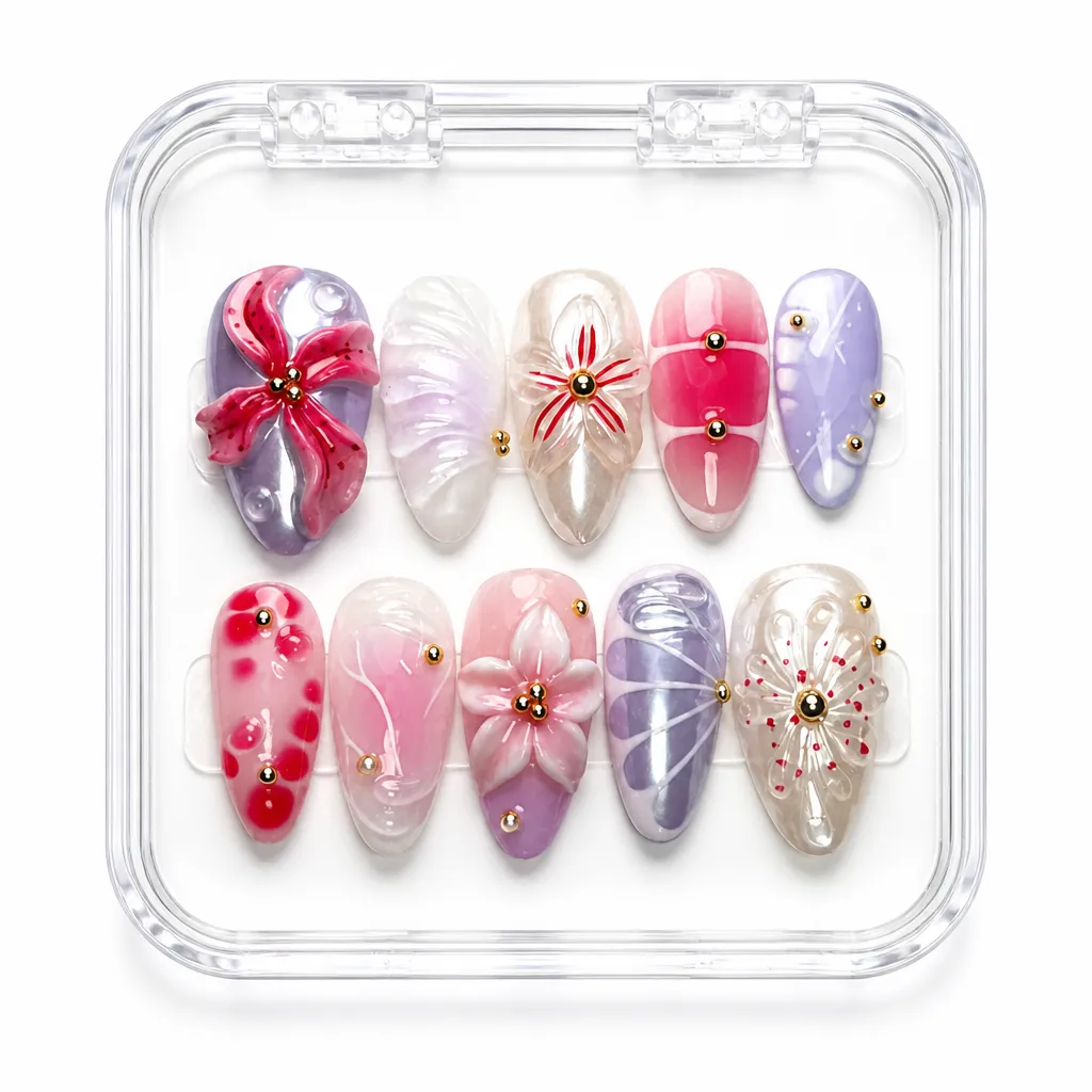 Floral Orchid Luxe – Xưởng gia công Nailbox Sỉ thủ công