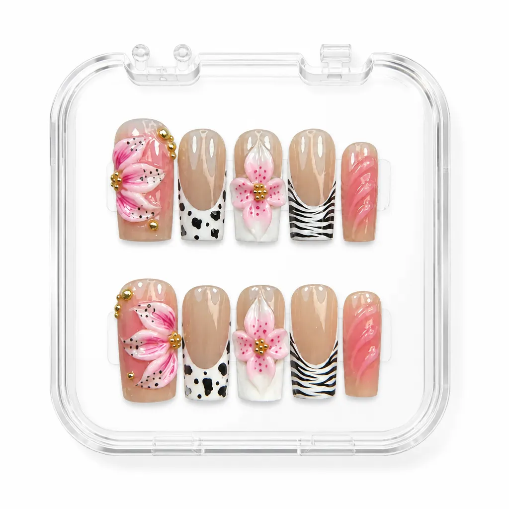Floral Safari Square – Xưởng gia công Nailbox Sỉ thủ công
