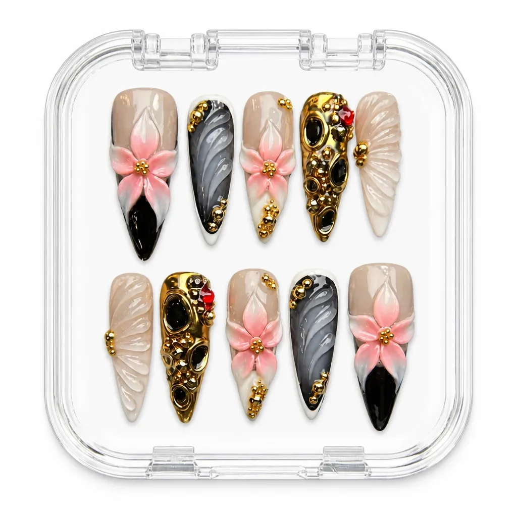 Floral Skull Fantasy – Xưởng gia công Nailbox Sỉ thủ công