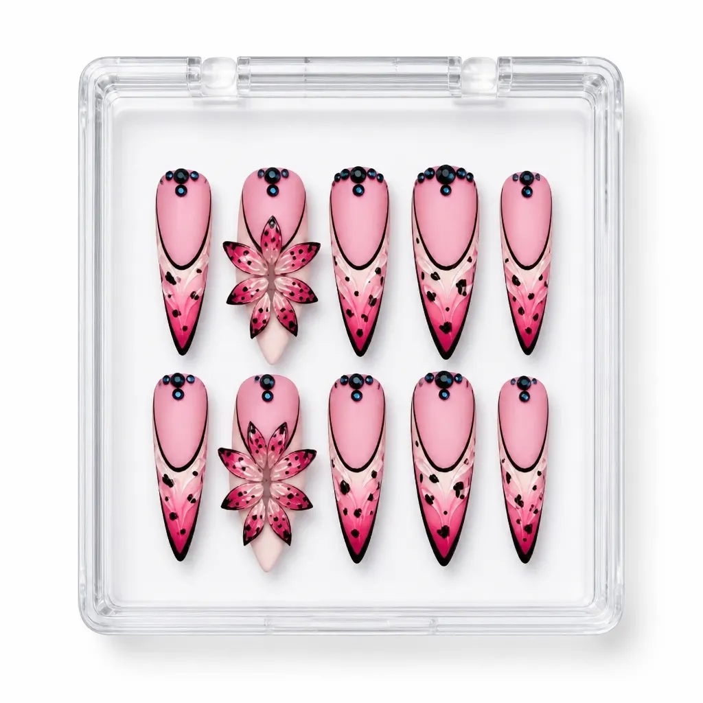 Floral Stiletto Blush – Xưởng gia công Nailbox Sỉ thủ công