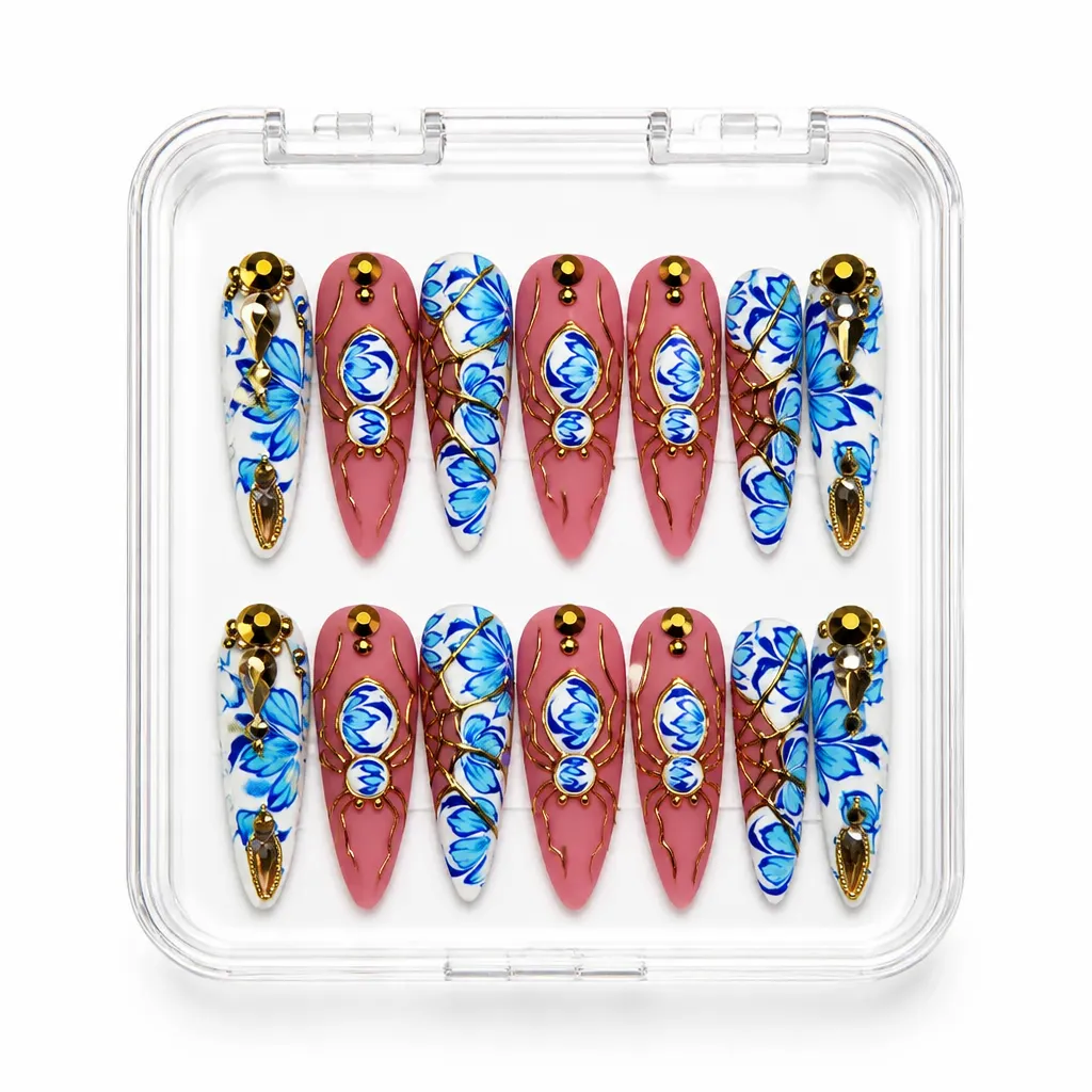 Floral Stiletto Luxe – Xưởng gia công Nailbox Sỉ thủ công