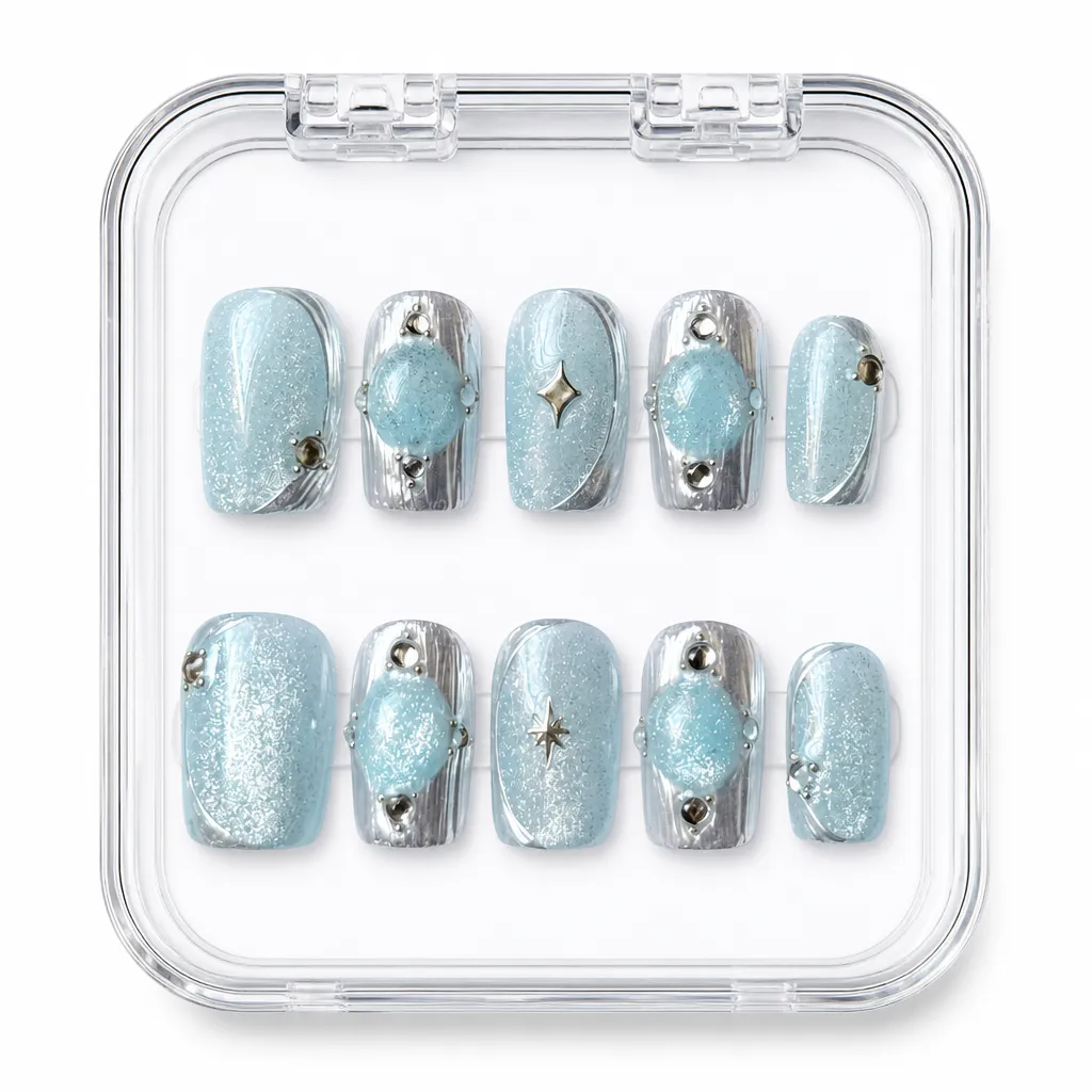 Frozen Lagoon Sparkle – Xưởng gia công Nailbox Sỉ thủ công