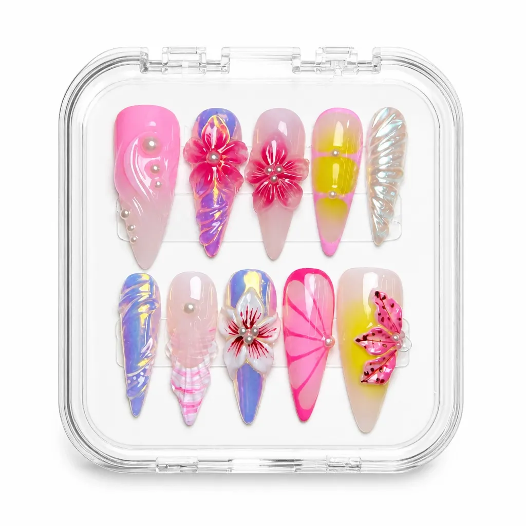 Fuchsia Bloom Luxe – Xưởng gia công Nailbox Sỉ thủ công