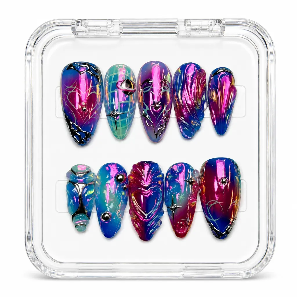 Galactic Neon Pulse – Xưởng gia công Nailbox Sỉ thủ công