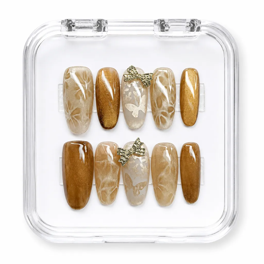 Gilded Amber Butterfly – Xưởng gia công Nailbox Sỉ thủ công