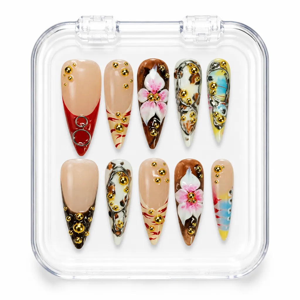 Gilded Blossom Stiletto – Xưởng gia công Nailbox Sỉ thủ công
