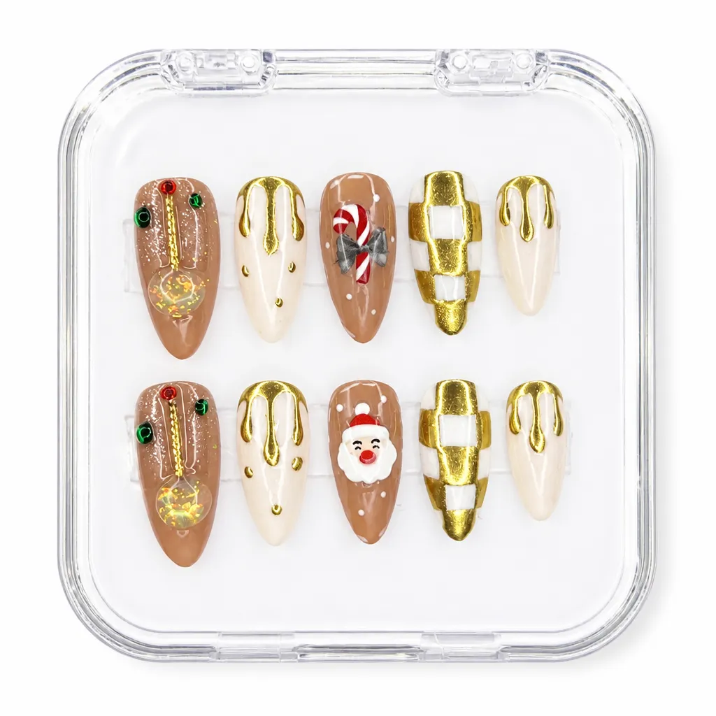 Gilded Festive Elegance – Xưởng gia công Nailbox Sỉ thủ công