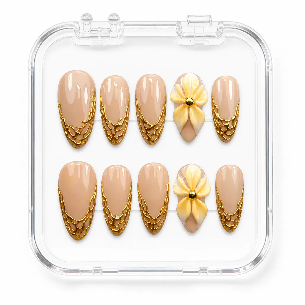Gilded Floral Vine – Xưởng gia công Nailbox Sỉ thủ công