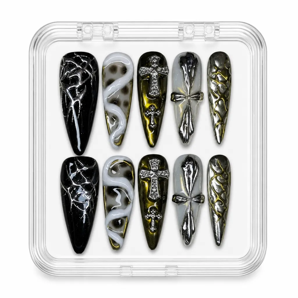 Gilded Gothic Cross – Xưởng gia công Nailbox Sỉ thủ công
