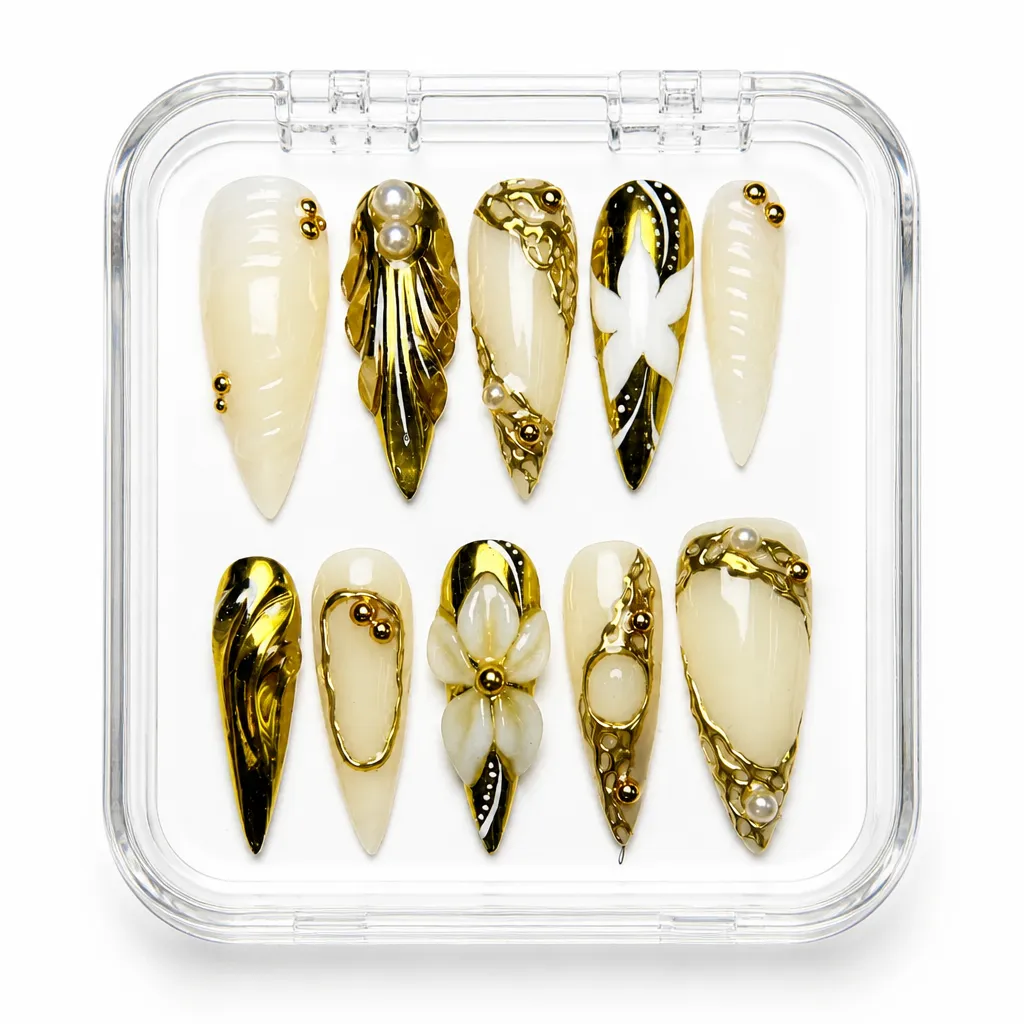 Gilded Ivory Stiletto – Xưởng gia công Nailbox Sỉ thủ công