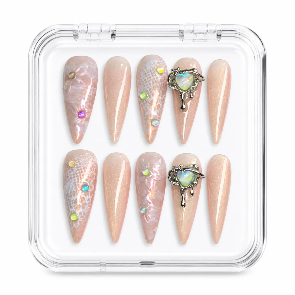 Gilded Lace Hearts – Xưởng gia công Nailbox Sỉ thủ công