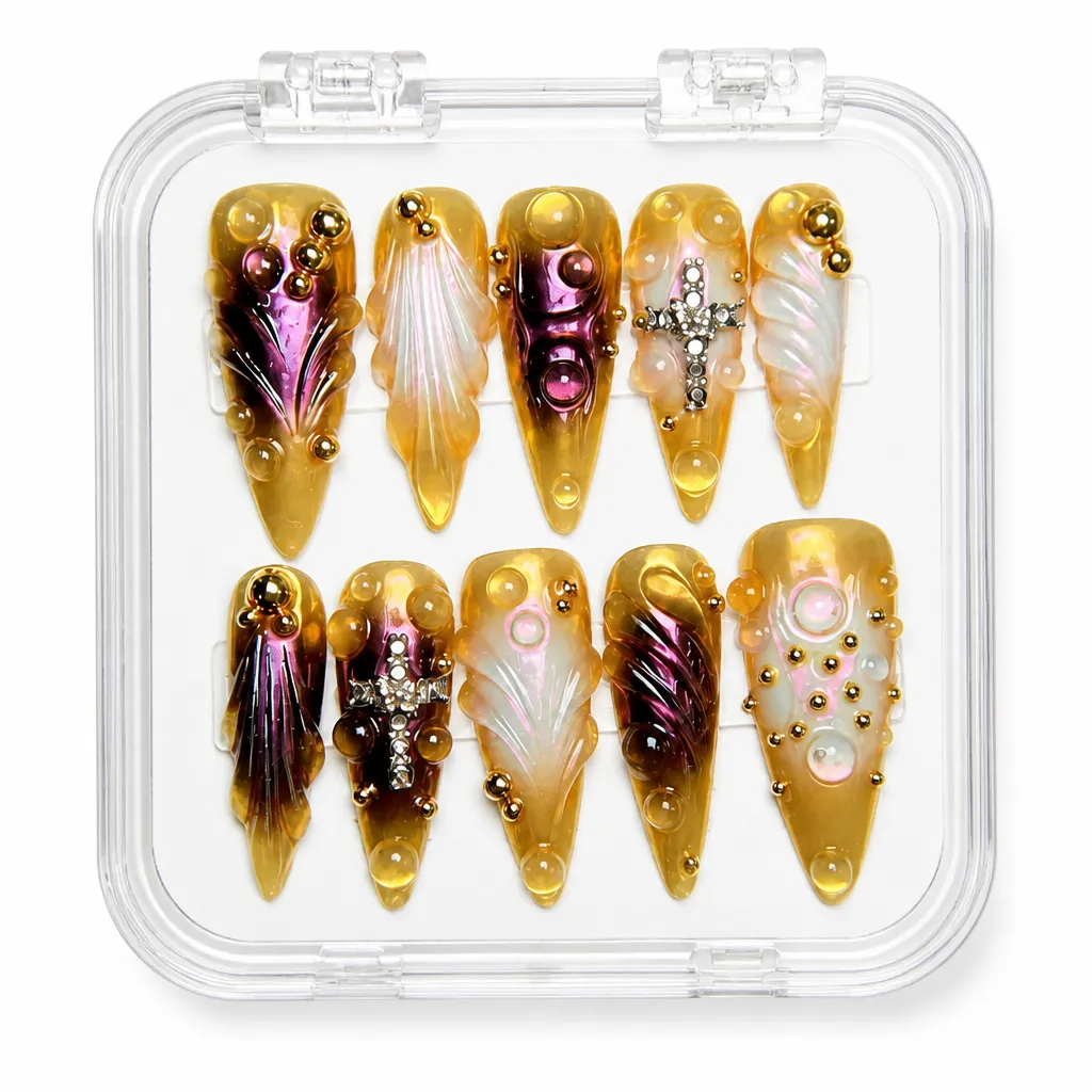 Gilded Luxe Stilettos – Xưởng gia công Nailbox Sỉ thủ công
