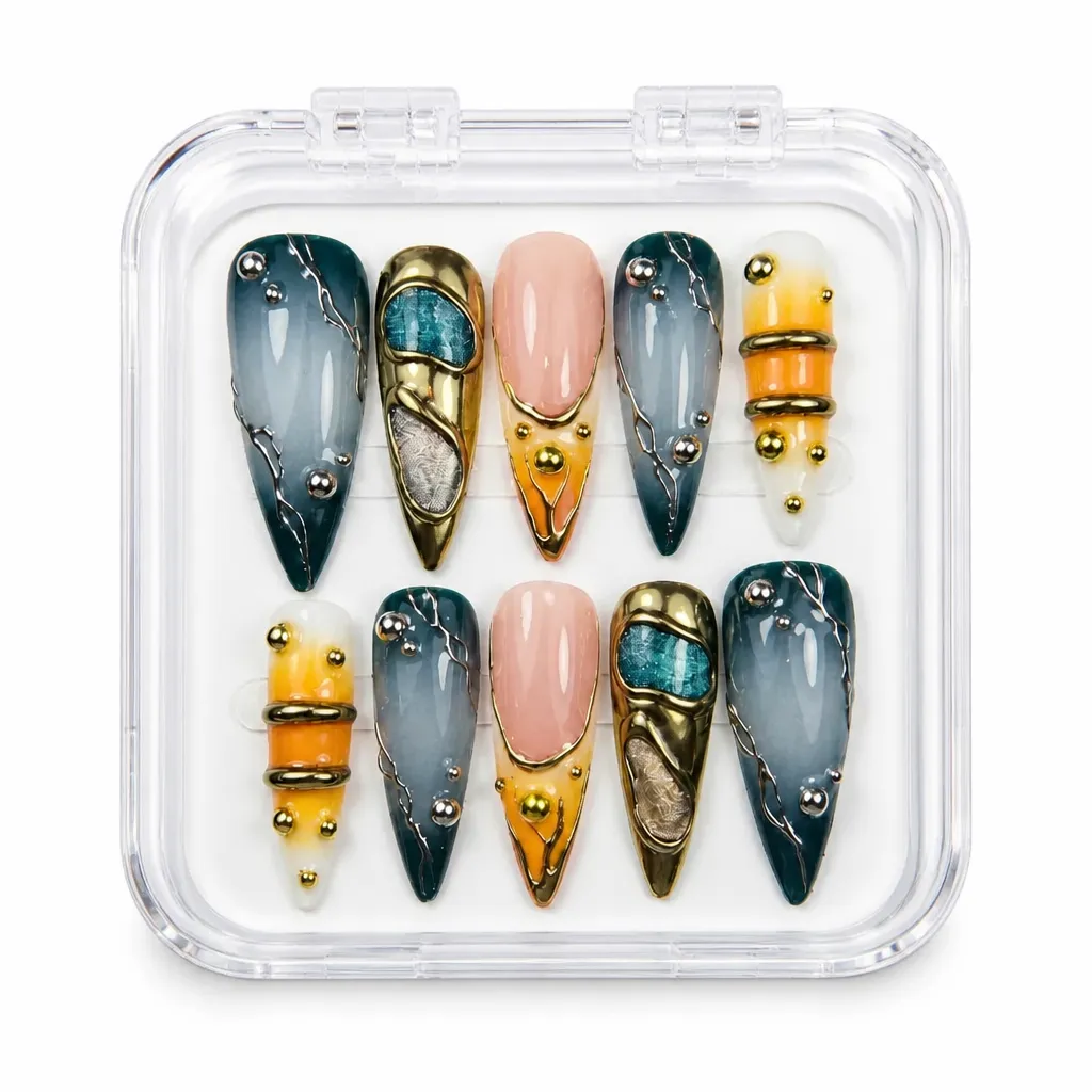 Gilded Ocean Elements – Xưởng gia công Nailbox Sỉ thủ công