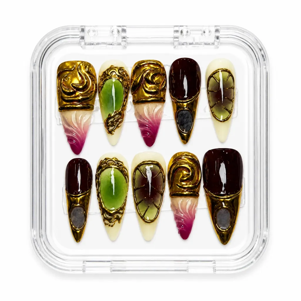 Gilded Ombre Luxe – Xưởng gia công Nailbox Sỉ thủ công