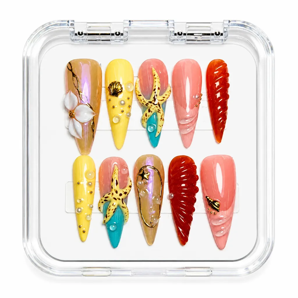 Gilded Opulence – Mẫu Nailbox Sỉ Thiết Kế Thủ Công