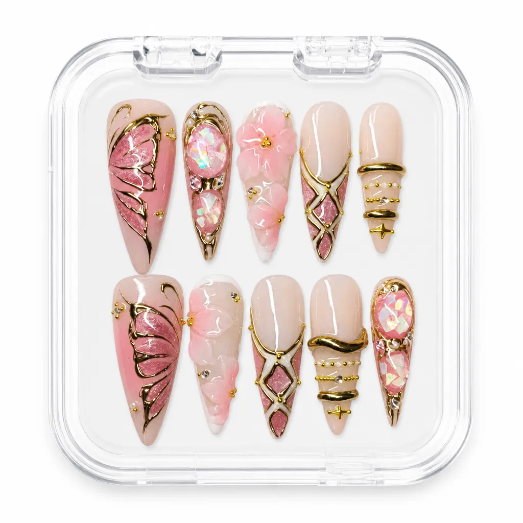 Gilded Rose Butterfly – Xưởng gia công Nailbox Sỉ thủ công