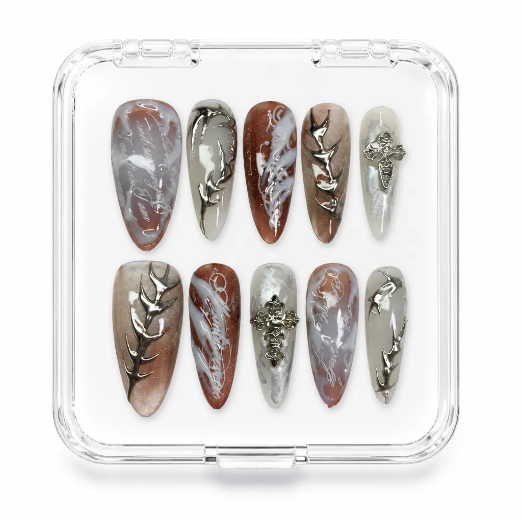 Gilded Script Chrome – Xưởng gia công Nailbox Sỉ thủ công