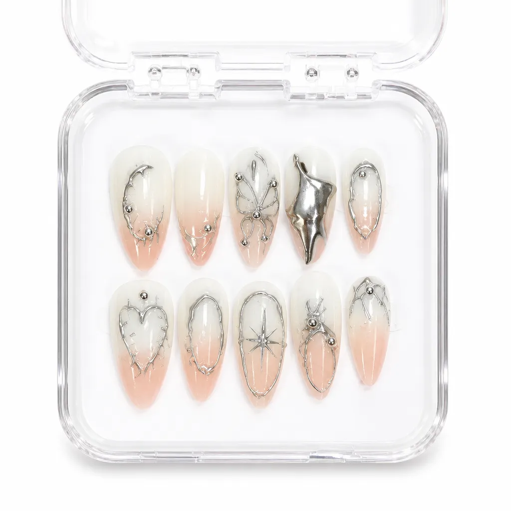 Glossy Champagne Sparkle – Xưởng gia công Nailbox Sỉ thủ công