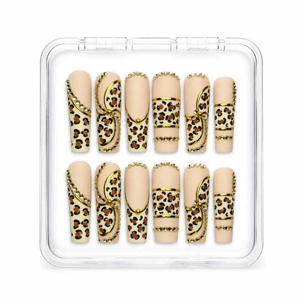 Glossy Leopard Luxe – Xưởng gia công Nailbox Sỉ thủ công