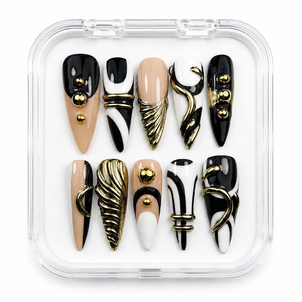 Gold Swirls – Xưởng gia công Nailbox Sỉ thủ công