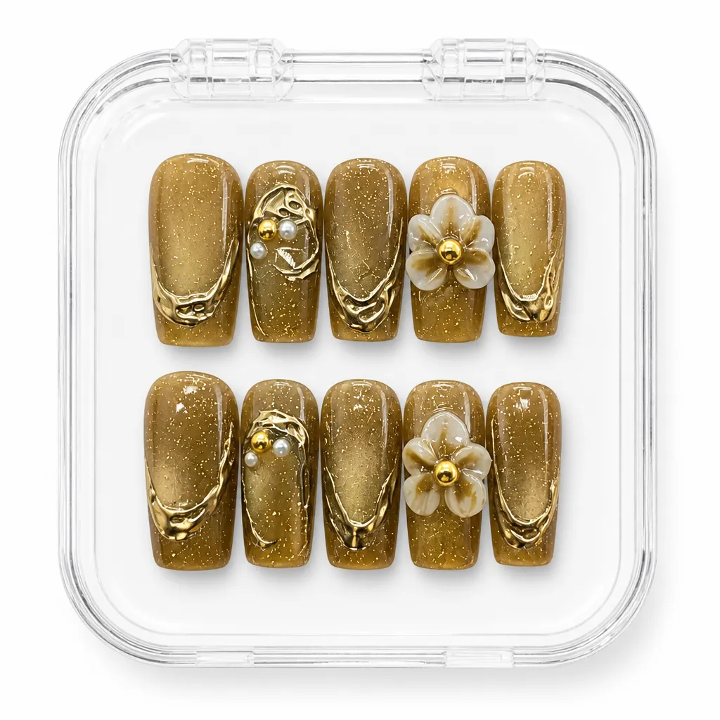 Golden Amber Blossom – Xưởng gia công Nailbox Sỉ thủ công