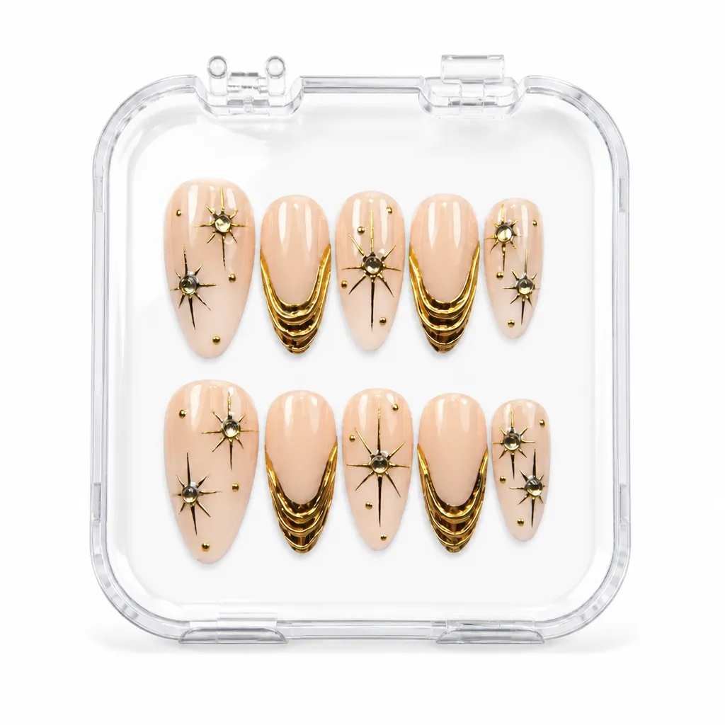 Golden Astral Curves – Xưởng gia công Nailbox Sỉ thủ công