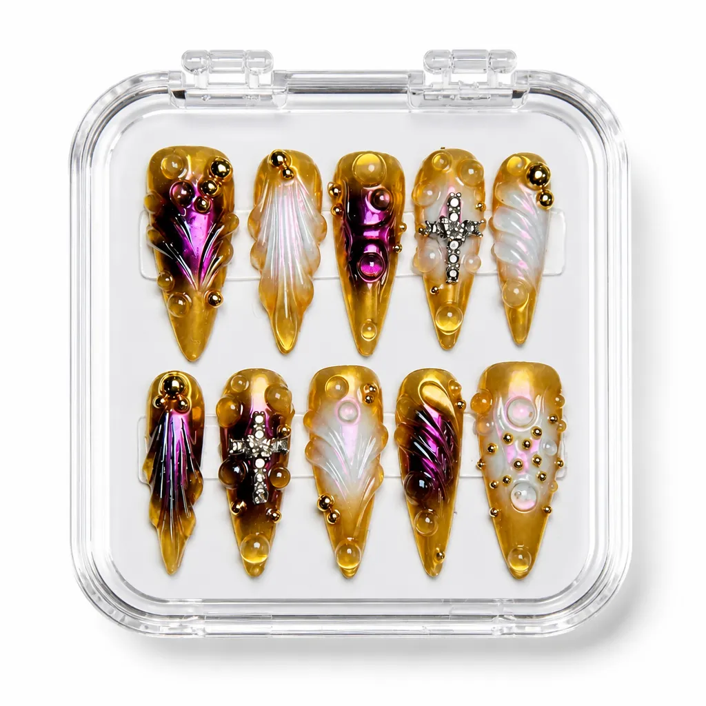 Golden Baroque Orbs – Xưởng gia công Nailbox Sỉ thủ công