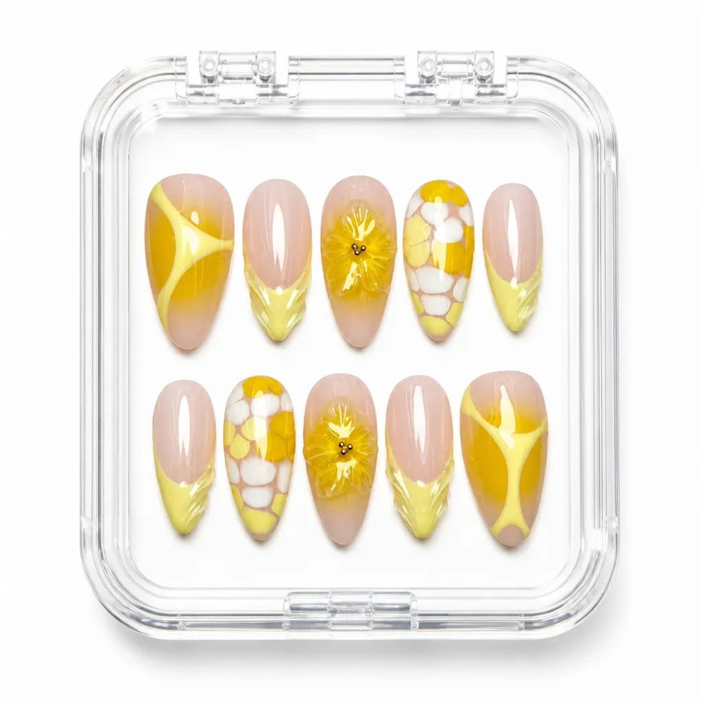 Golden Bloom Elegance – Xưởng gia công Nailbox Sỉ thủ công