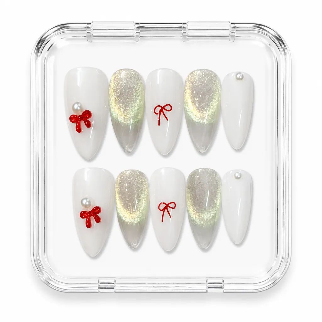 Golden Bow Almond – Xưởng gia công Nailbox Sỉ thủ công