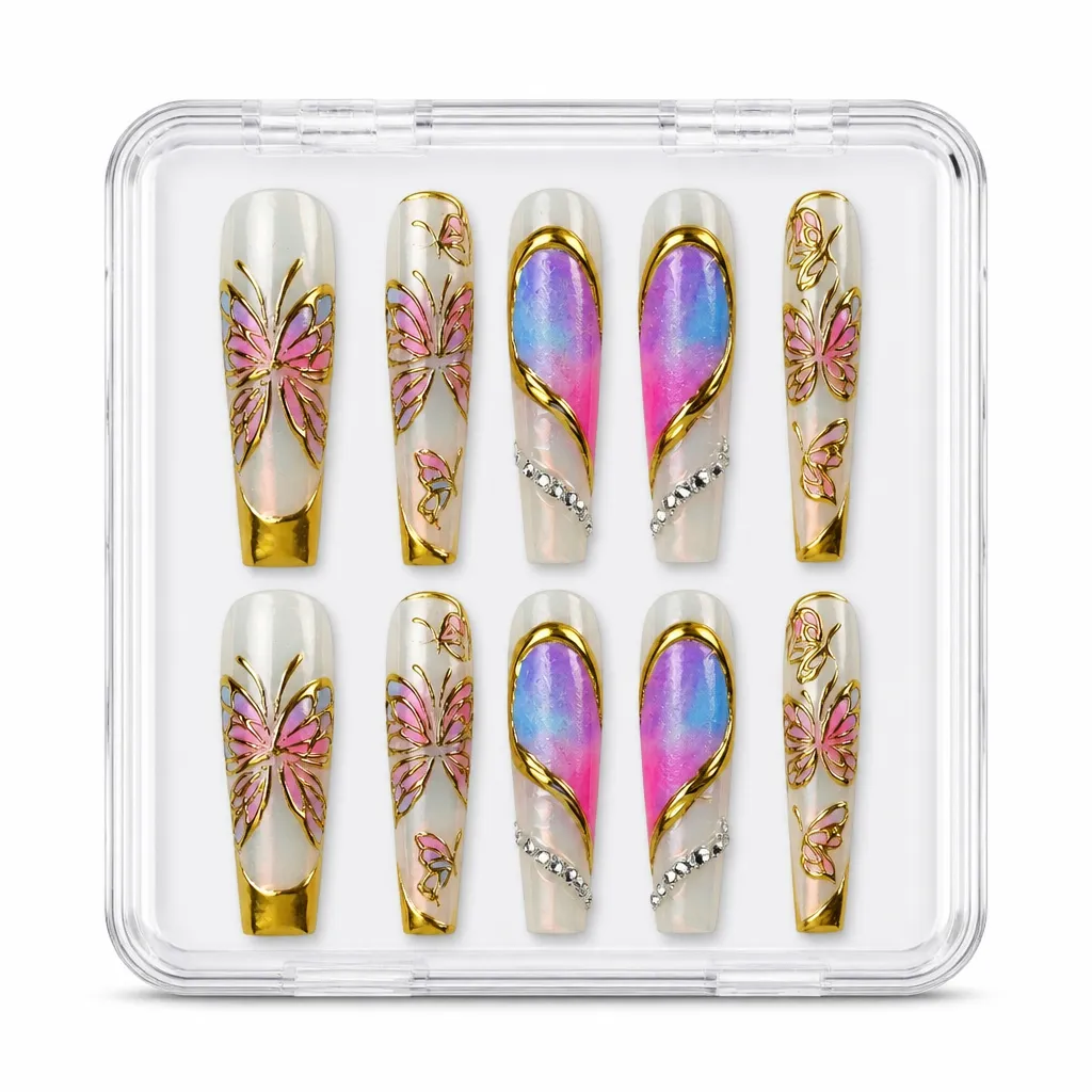 Golden Butterfly Heart – Xưởng gia công Nailbox Sỉ thủ công