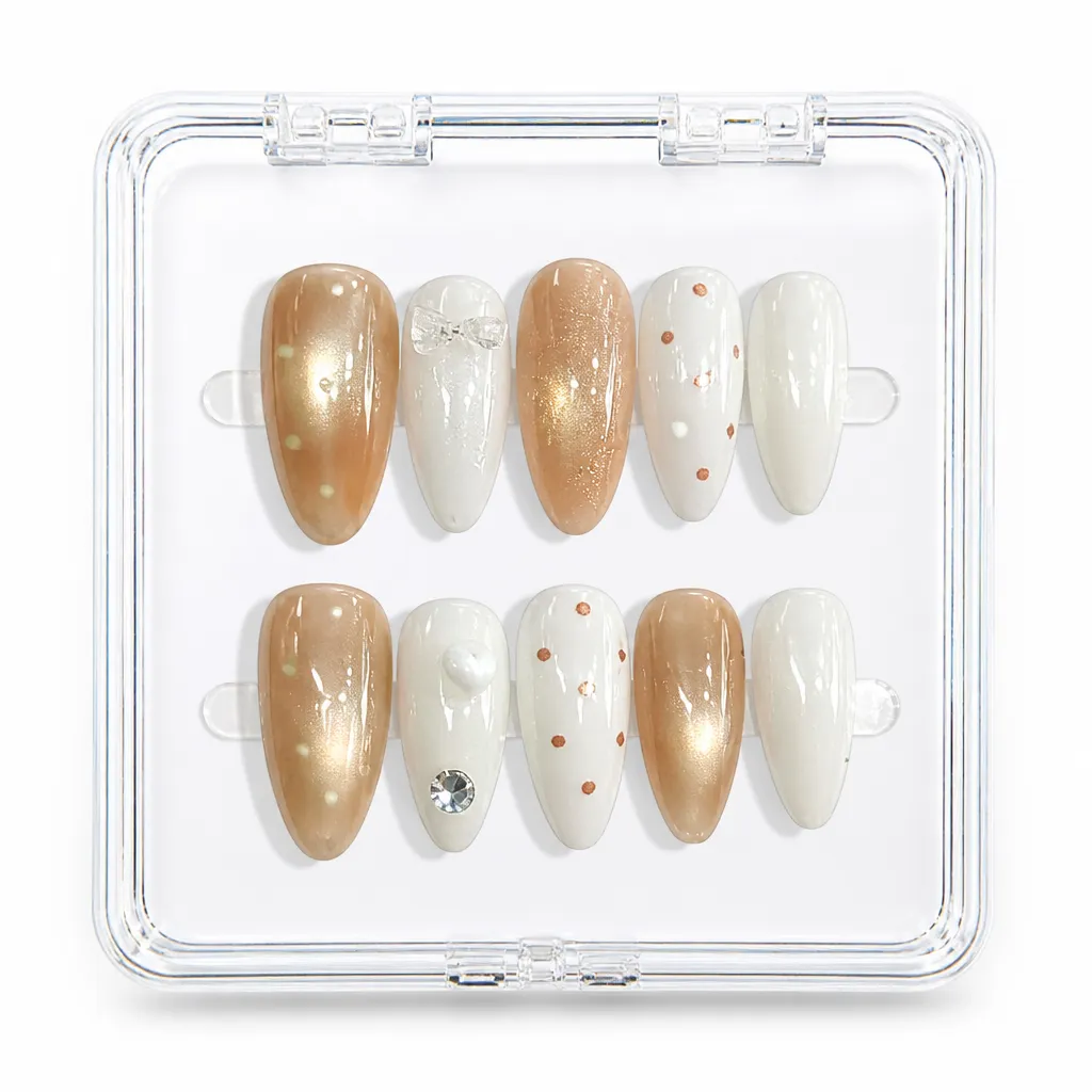 Golden Elegance Oval – Xưởng gia công Nailbox Sỉ thủ công