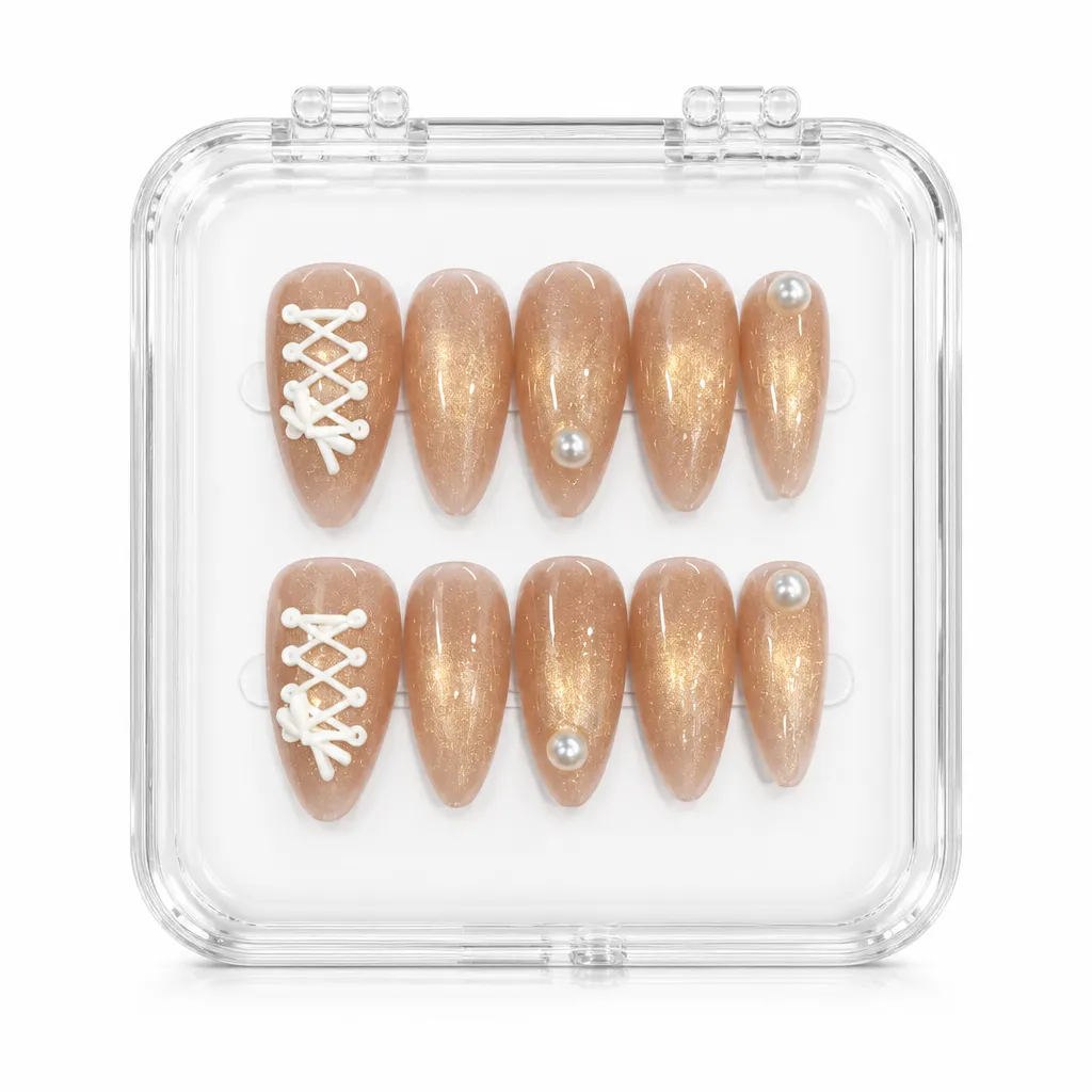 Golden Foil Elegance – Xưởng gia công Nailbox Sỉ thủ công