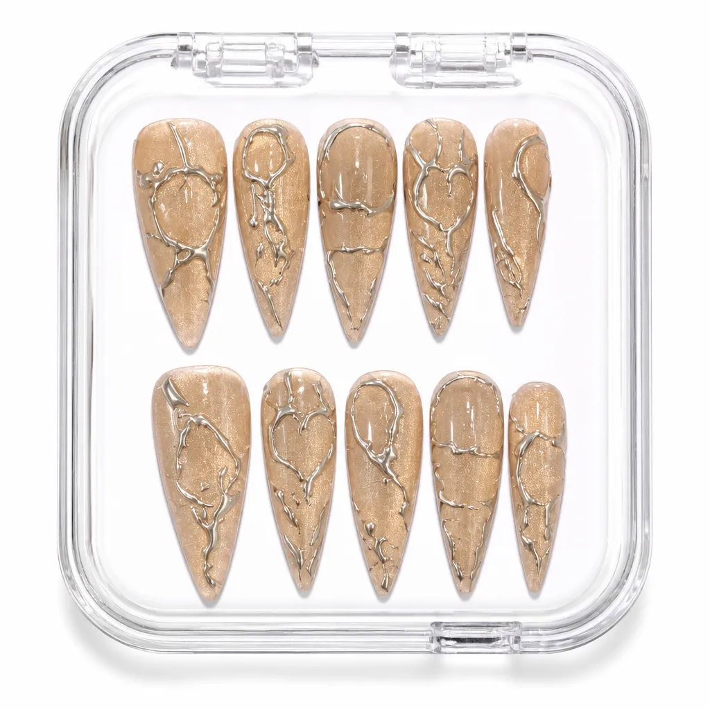 Golden Glitter Stiletto – Xưởng gia công Nailbox Sỉ thủ công