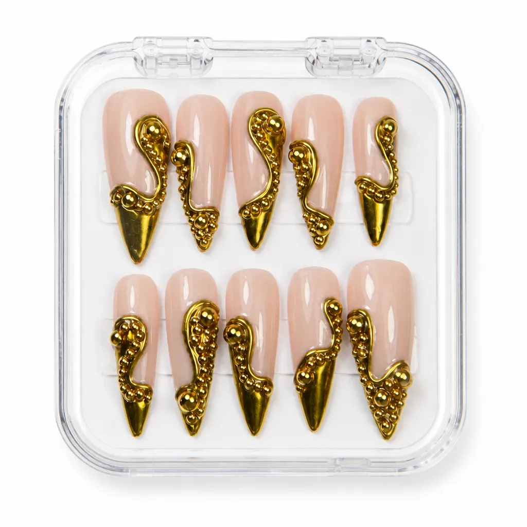 Golden Goddess Swirls – Xưởng gia công Nailbox Sỉ thủ công