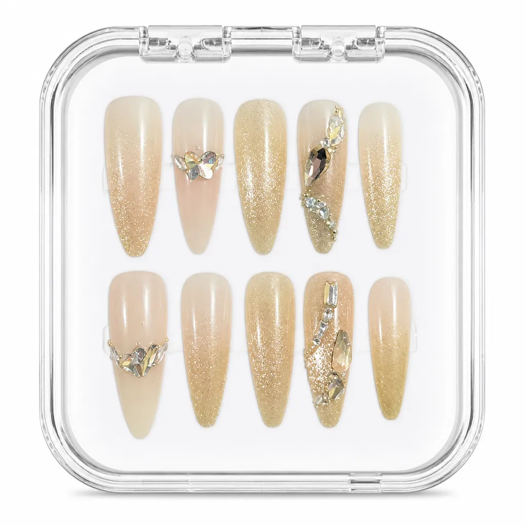 Golden Hour Glamour – Xưởng gia công Nailbox Sỉ thủ công