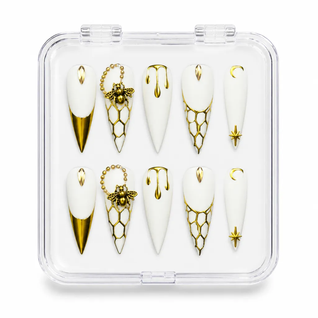 Golden Lattice Stiletto – Xưởng gia công Nailbox Sỉ thủ công