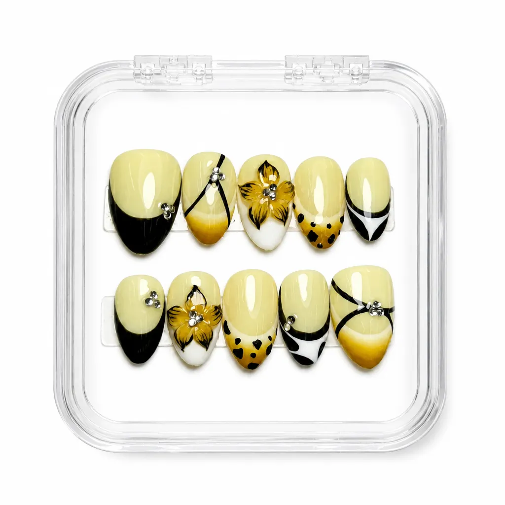 Golden Leopard Elegance – Xưởng gia công Nailbox Sỉ thủ công