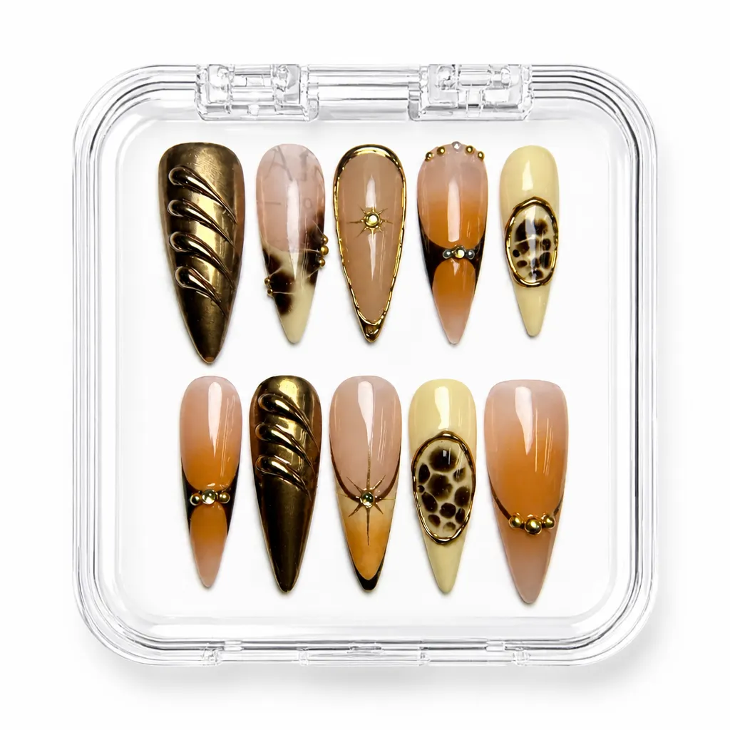 Golden Luxe Stiletto – Xưởng gia công Nailbox Sỉ thủ công