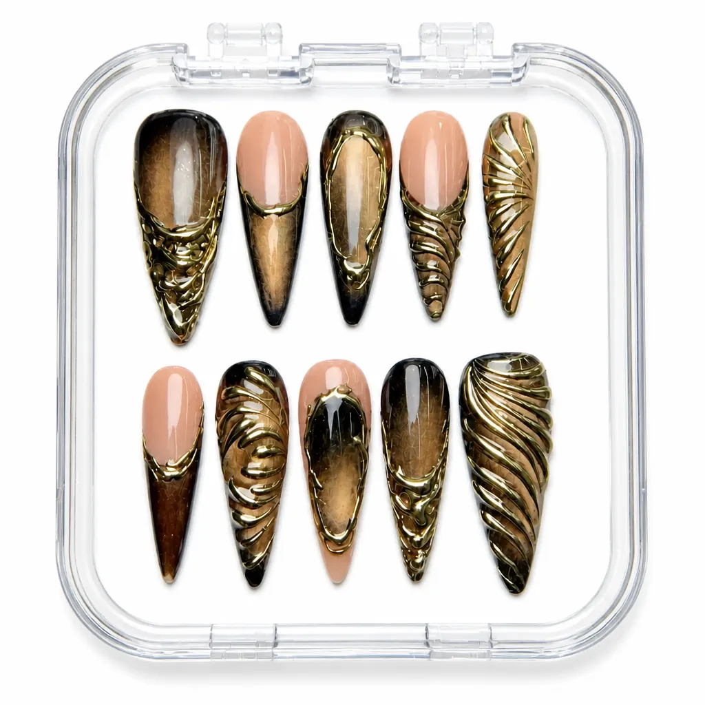 Golden Luxe Stilettos – Xưởng gia công Nailbox Sỉ thủ công