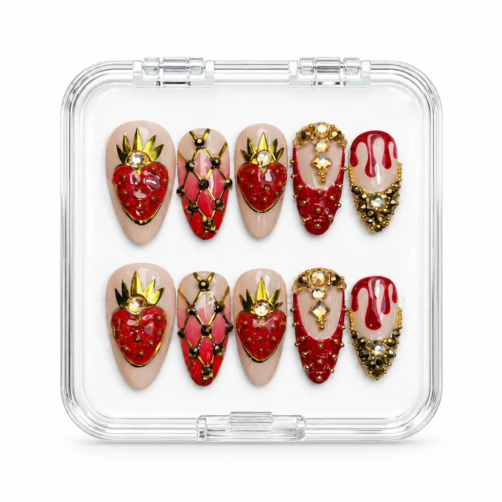 Golden Strawberry Almond – Xưởng gia công Nailbox Sỉ thủ công