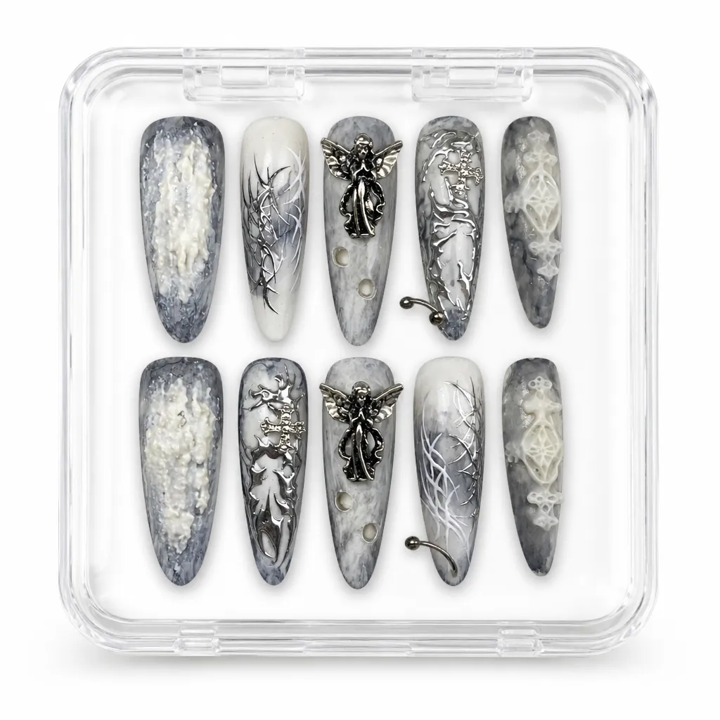 Gothic Angel Marble – Xưởng gia công Nailbox Sỉ thủ công