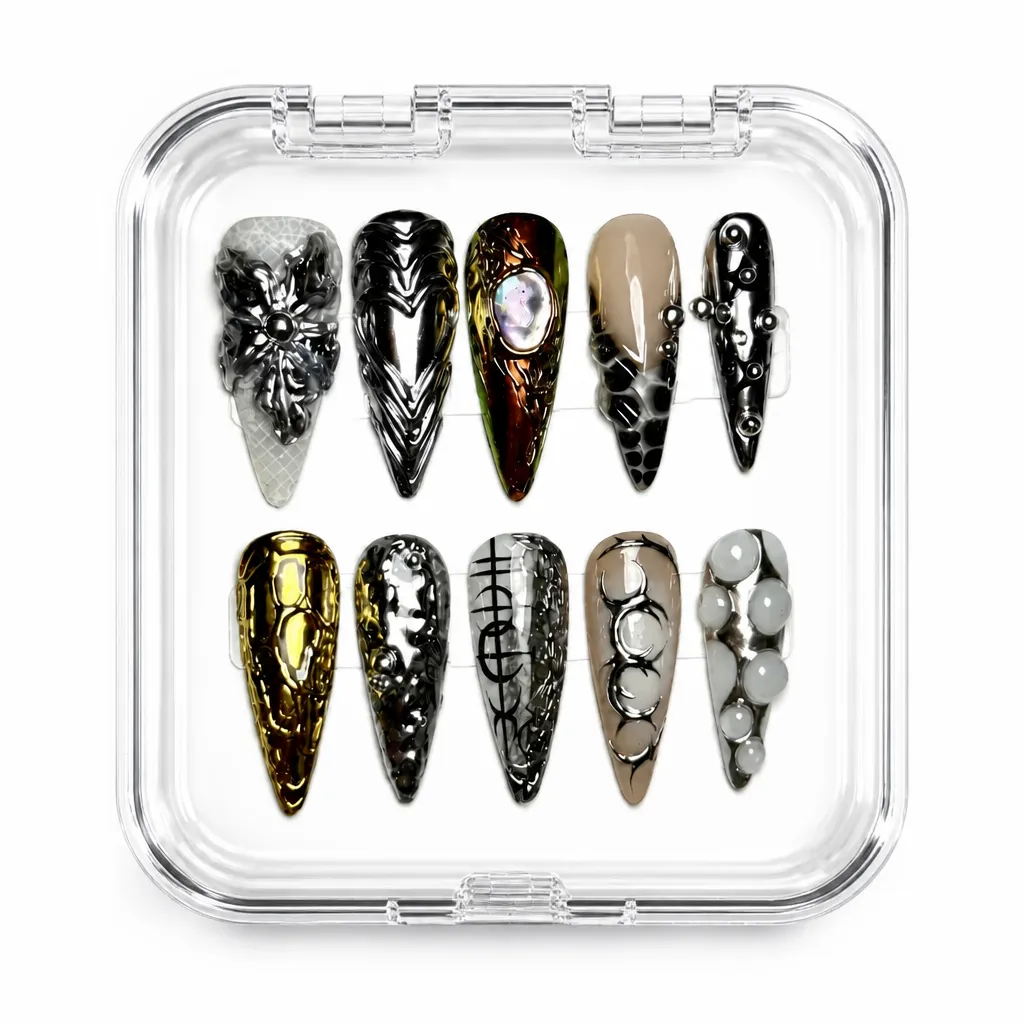Gothic Chrome Armor – Xưởng gia công Nailbox Sỉ thủ công