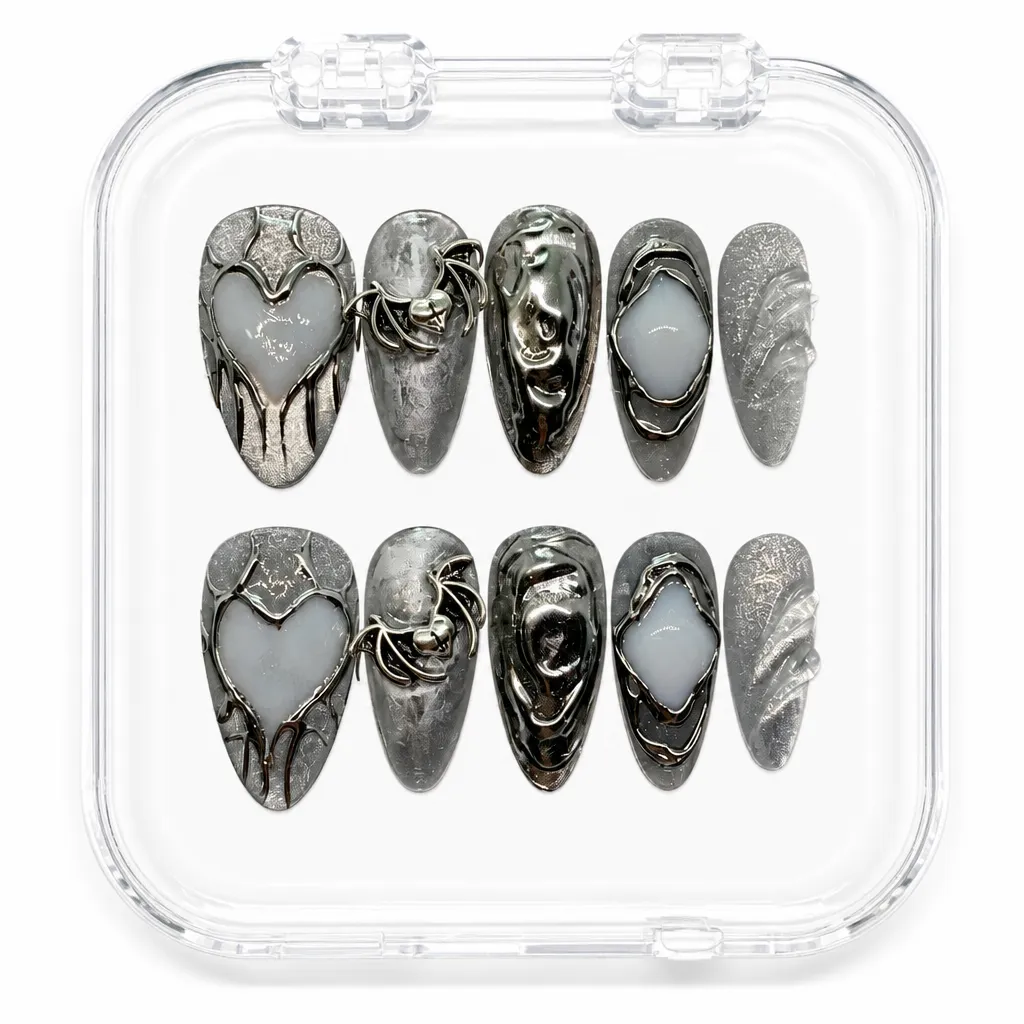 Gothic Chrome Bat – Mẫu Nailbox Sỉ Thiết Kế Thủ Công